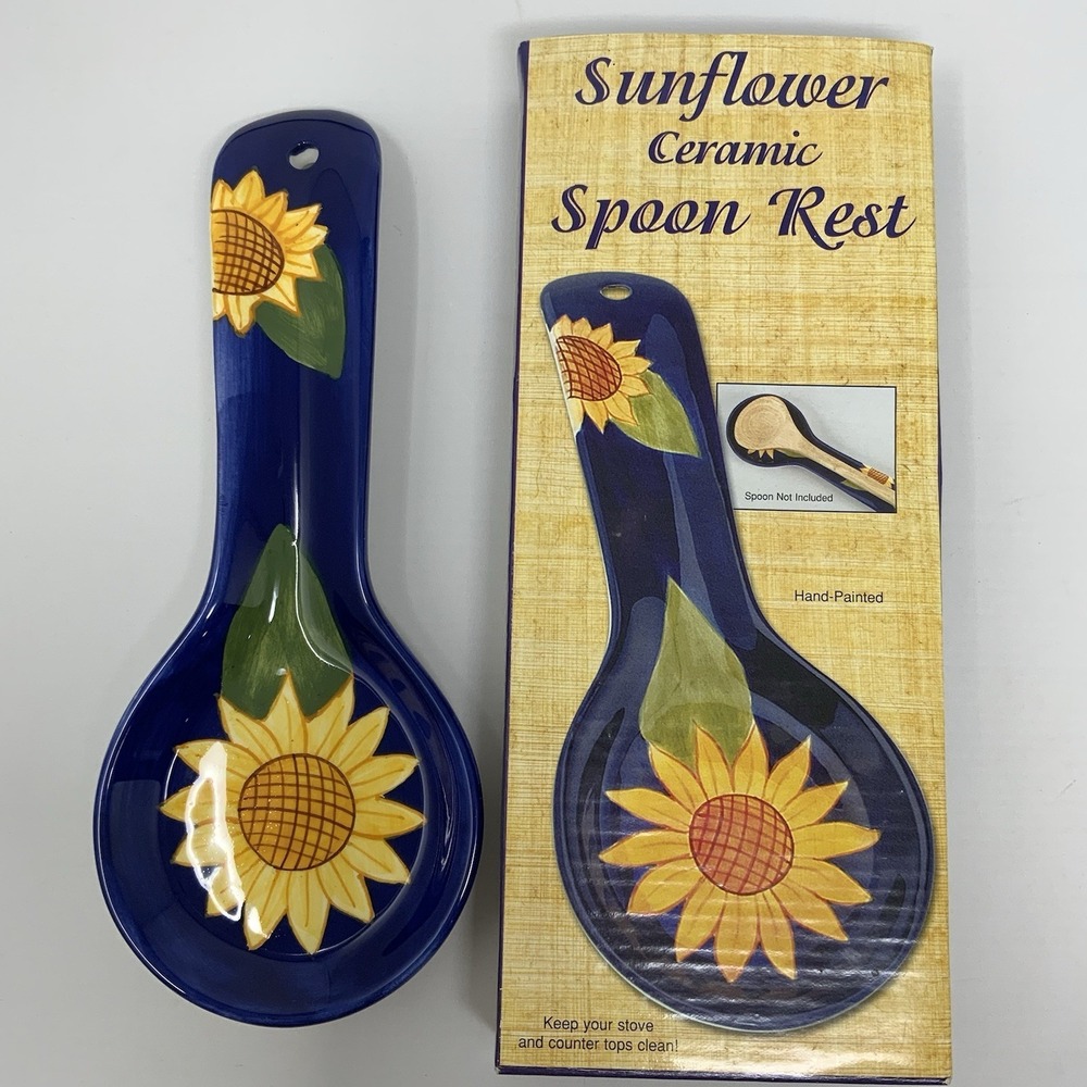 Sunflower Ceramic Spoon Rest Holder‎ Stove Kitchen Hand Painted Wildflower